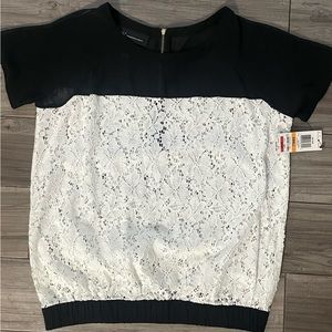 INC INTERNATIONAL CONCEPT TOPS| WHITE/BLACK I.N.C TOP